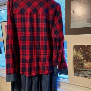 Denim and plaid mini dress- like new.